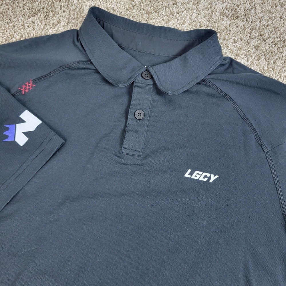 Rhone Mens Medium Solid Black Performance Stretch Button Down Golf Polo SS